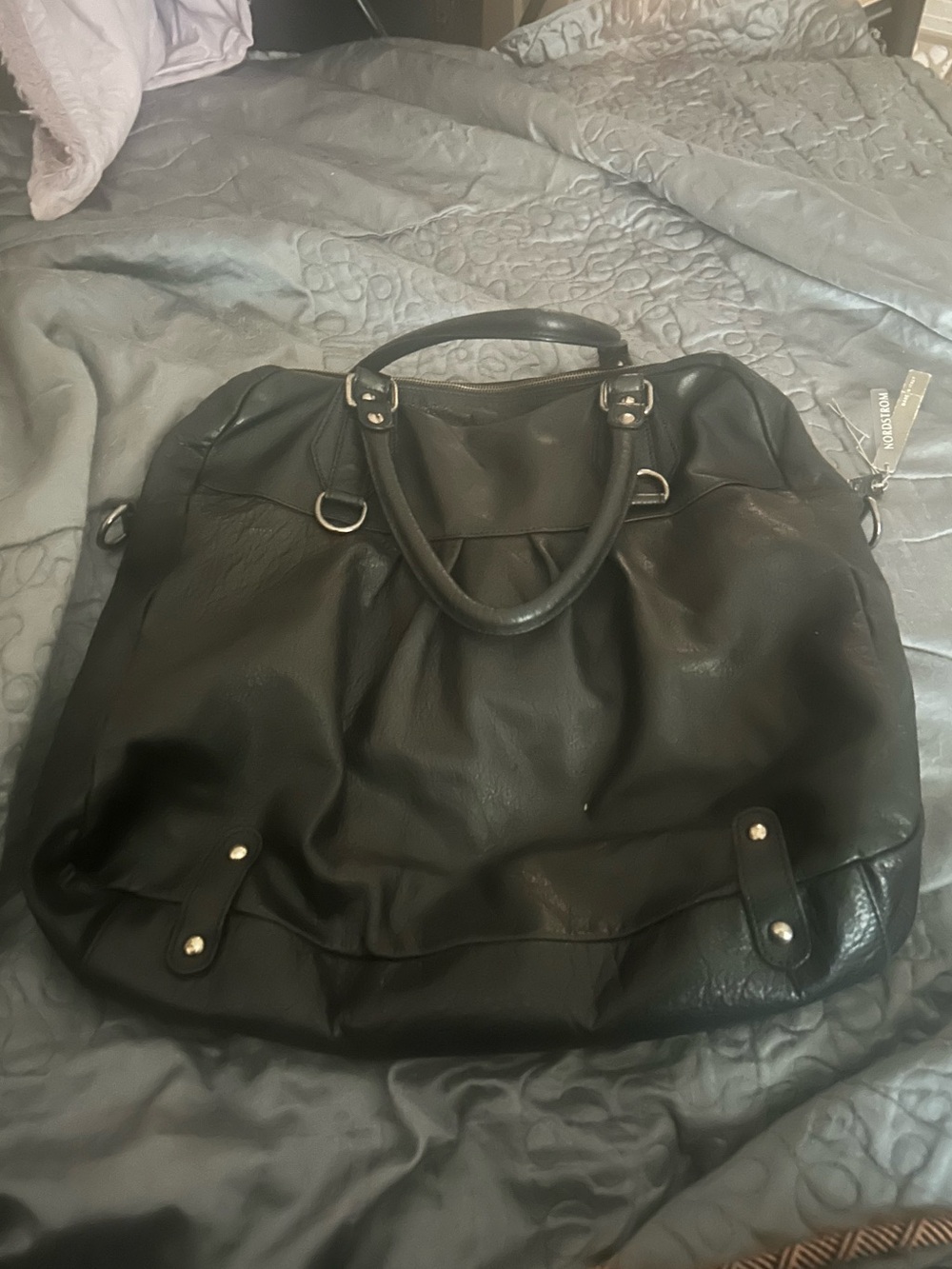 Nordstrom Genuine Leather Black Tote Bag - Classic Everyday Carry